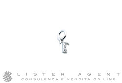 DODO by Pomellato small Precious Letter T pendant in 18K rhodium plated white gold with diamonds ct 0.025 Ref. DMC0120_LETTS_DB0O2. NEW!