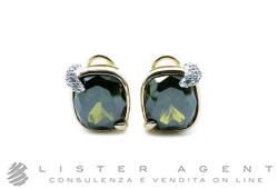 ORECCHINI in argento placcato oro giallo con pietra verde e zirconi Ref. BOOAOA55. NUOVO!