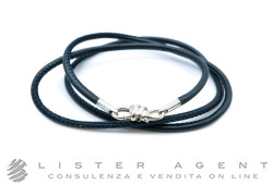 DODO by Pomellato bracciale Nodo in argento 925 con cinturino in pelle blu Misura L Ref. DBB9100. NUOVO!