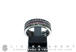 ULTIMA EDIZIONE anelli Veretta a 3 colori  in argento brunito 925 con zirconi rossi verdi e blu Misura 16 Ref. AA0AA4. NUOVO!