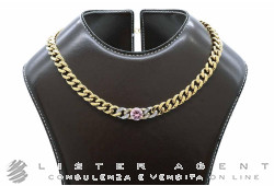 CHIARA FERRAGNI collana Chain in metallo bicolore con zirconi e cristallo rosa Ref. J19AUW25. NUOVA!