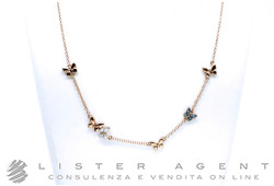 DODO by Pomellato collana Farfalla Preziosa in oro rosa 9Kt con diamanti ct 0.04 e zaffiri ct 0.5 Ref. DCC2005_BFLYS_BAZ9R. NUOVA!