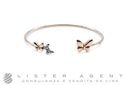 DODO by Pomellato Cuf Butterfly Prezioso bracelet in 9Kt rose gold with 0.04 ct diamonds Size S Ref. DBC2003_BFLYS_DB09R. NEW!