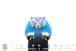 CHIARA FERRAGNI anello in metallo placcato oro giallo con smalto azzurro e pietra a cuore Misura 12 Ref. J19AVI41012. NUOVO!