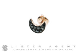 DODO by Pomellato orecchino singolo Luna Prezioso in oro rosa 9Kt con diamanti neri ct 0.15 Ref. DHB7006_MOONS_DBK9R. NUOVO!