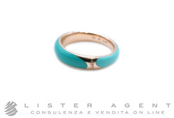 DODO by Pomellato anello rondelle in argento 925 placcato oro rosa 18Kt con smalto bi-color turchese Ref. DAC3008_RONDE_TURAG. NUOVO!
