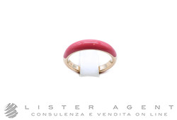 DODO by Pomellato anello rondelle in argento 925 placcato oro rosa 18Kt con smalto arancio e rosa Misura 11 Ref. DAC3007_RONDE_AFRAG. NUOVO!