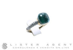 POMELLATO anello Nudo Petit in oro bianco e rosa 18Kt con diamanti, topazio azzurro e agata Misura 14 Ref. PAB7040. NUOVO!