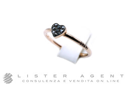 DODO by Pomellato anello Cuore in oro rosa 9Kt con diamanti black ct 0.05 Misura 14 Ref. DAB6003_HEARX_DBK9R. NUOVO!