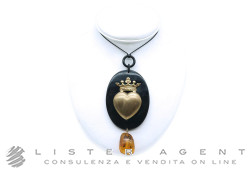 AMLE' ciondolo Cuore in argento 925 placcato e cinodolo in ambra Ref. A2997. NUOVO!