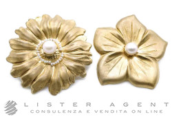 AMLE' orecchini Fiori in argento 925 placcato oro giallo con perle sintetiche Ref. A3009. NUOVI!