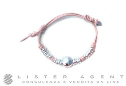 DODO bracciale i tessuto rosa con 20 rondelle in argento 925 e pepita in argento 925. NUOVO!
