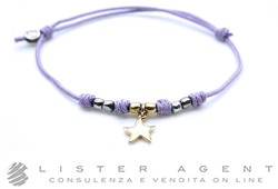 DODO bracciale Pad Mini Stellina in cordino azzurro e mini granelli in argento 925 e oro giallo 18Kt Ref. DBC4007_PADST_LI0OA. NUOVO!