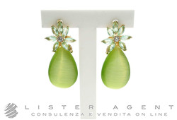 ULTIMA EDIZIONE orecchini Fiori con Goccia in argento 925 con zirconi  e pietra anaturale Ref. 7256. NUOVI!