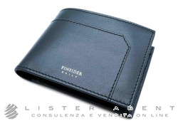 PINEIDER portafoglio Daily 23 in pelle di vitello nera 3CC con porta monete Ref. PTS708056. NUOVO!