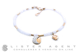 DODO by Pomellato bracciale Moon & Sun in oro rosa 9Kt con adularia e diamanti ct 0.086 Ref. DBC2008_MOSUN_AD09R. NUOVO!