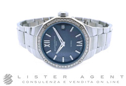 BAUME & MERCIER orologio Riviera 10765 in acciaio e diamanti Blu notte Ref. 10765. NUOVO!