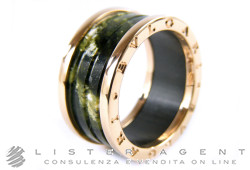 BULGARI ring Bzero1 in 18Kt rose gold and green marble Size 24 Ref. AN856221. NEW!