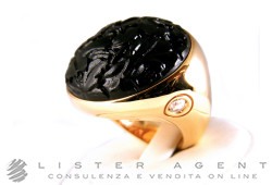 POMELLATO ring Victoria in 18Kt rose gold, Jet and diamond ct 0,09 Size 14 Ref. AA803O7BROU. NEW!