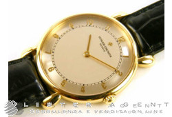 VACHERON withSTANTIN Les Historiques drop shaped handles in 18Kt yellow gold Argenté hand winding Ref. 33084/435J-0539. USED!