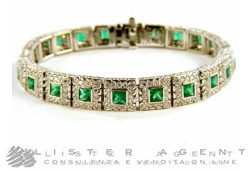 PONTE VECCHIO GIOIELLI bracelet in white gold with diamonds ct 2,76 and emeralds ct 3,96 Ref. SB087SMW. NEW!