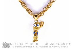 JUST CAVALLI necklace Mr Duck in yellow goldplated metal with blue enamel Ref. SCCK03. NEW!