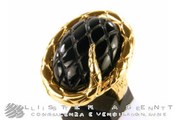 JUST CAVALLI ring Serpente in yellow goldplated metal with natural stone Size 14 Ref. C1609. NEW!