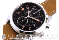 HAMILTON Khaki Date-Date Chronograph Automatic in steel Black AUT Ref. H71616535. NEW!