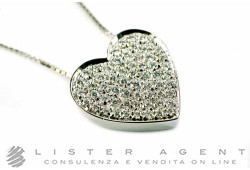 SALVINI necklace Heart in 18kt white gold and diamonds ct 0.73H Ref. 20030130. NEW!