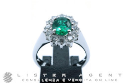 GIORGIO VISCONTI ring in 18Kt white gold with diamonds ct 0.62 G VS and emerald ct 0.99 Size 14 Ref. AB15300S. NEW!