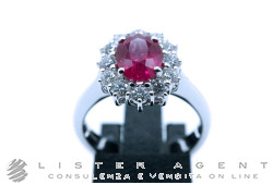 GIORGIO VISCONTI ring in 18Kt white gold with diamonds ct 0.63 G VS and ruby ct 1.57 Size 14 Ref. AB10057. NEW!