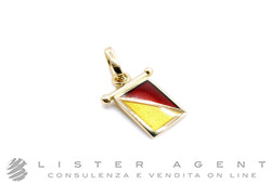 GIOVEPLUVIO Mini O Marinara Flag pendant in 18Kt yellow gold with enamel Ref. C93P/O. NEW! 