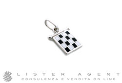 GIOVEPLUVIO Mini N Marinara Flag pendant in 18Kt white gold with enamel Ref. C93P/N. NEW! 