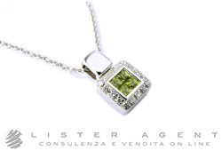 CENTOVENTUNO necklace in 18K white gold with diamonds ct 0.10 and peridot Ref. OBC63BBSPDO. NEW!