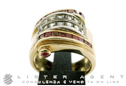 RINGVintage in 18Kt gold and silver with diamonds and rubies Size 17. NEW!