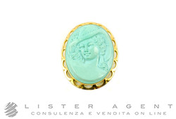 PENDANT BROOCH in 18Kt yellow gold with turquoise. NEW!