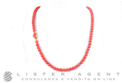 NECKLACE of natural coral 6,50 mm with 18Kt yellow gold clasp with coral. NEW!
