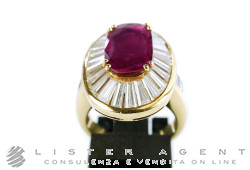 RING in 18Kt yellow gold with diamonds and ruby. USED!