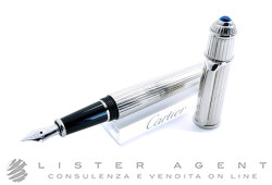 CARTIER penna stilografica Diabolo in acciaio Decoro Godron verticale Ref. ST180016.NUOVA!