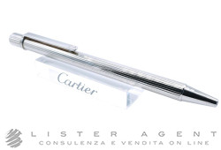 CARTIER penna a sfera Must Decoro Godron verticale in acciaio Ref. 150161. NUOVA!