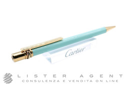 CARTIER penna a sfera Must 3 Anneaux in acciaio placcato oro e lacca veronese Ref. ST150071. NUOVA!