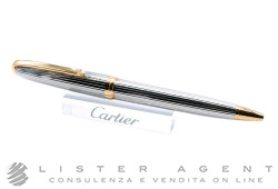 CARTIER Louis Cartier ballpoint pen in two-tone steel with vertical Godron decoration. NEW!