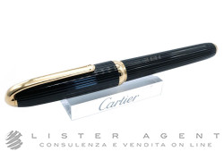 CARTIER Louis Cartier roller pen in gold-plated steel and black composite with vertical Godron decoration Ref. ST170027. NEW! 