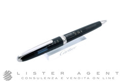 CARTIER penna a sfera Louis Cartier in acciaio e composite nero decoro Godron verticale Ref. ST170041. NUOVA!