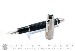 MONTBLANC penna stilografica Bohéme Doue Ligne in resina nera e metallo placcato con quarzo ctirino Ref. 23538. NUOVA!