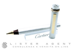 CARTIER penna a sfera Must 3 Anneaux piatta in acciaio satinato. NUOVA!