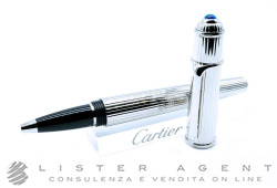 CARTIER penna roller Diabolo in acciaio decoro Godron verticale Ref. ST180017. NUOVA!