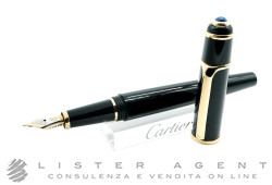 CARTIER penna stilografica Diabolo in acciaio placcato oro giallo e composite nero Ref. ST180004. NUOVA!