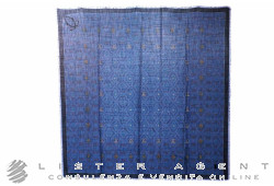 CARTIER foulard in seta e cotone blu cm 135x135. NUOVO!