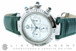 CARTIER Pasha Automatic chronograph in steel Argenté Ref. W310355. NEW!